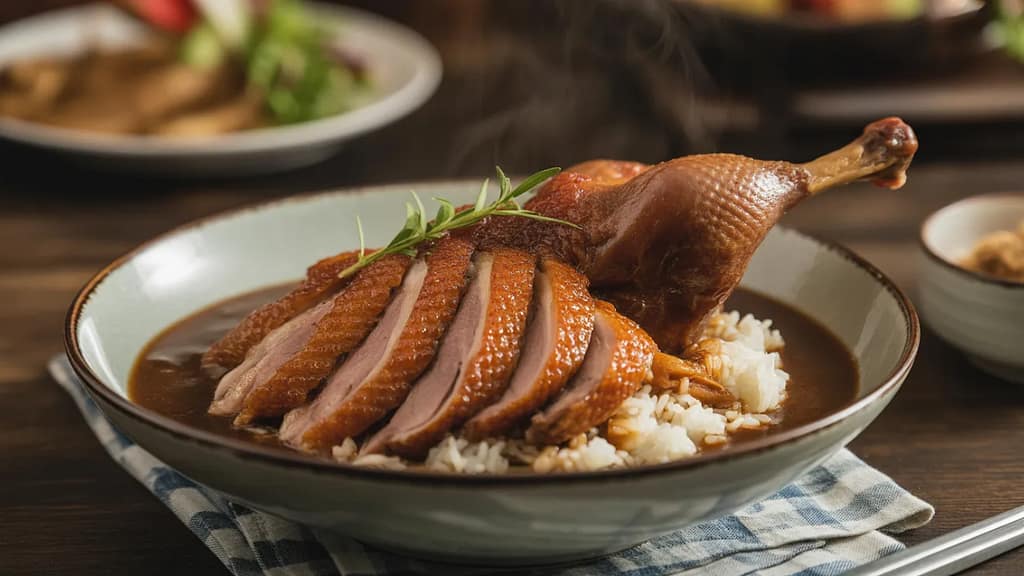 Popular roast duck over rice comfort meal in NYC