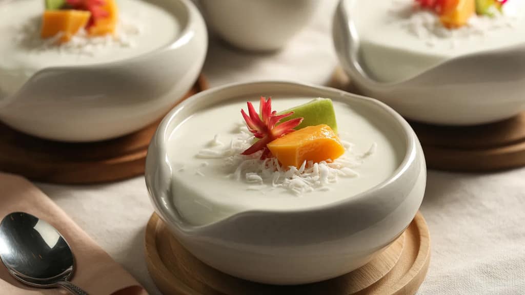 Creamy Asian coconut pudding dessert in NYC
