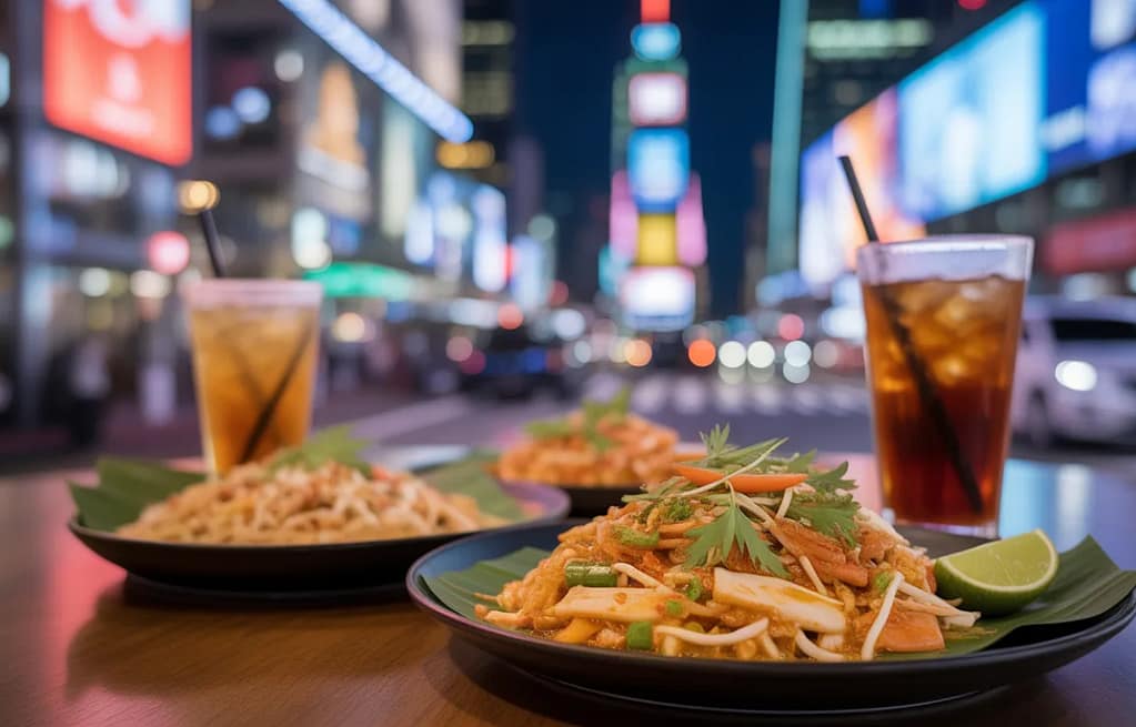Thai food near Times Square Midtown Manhattan restaurant table