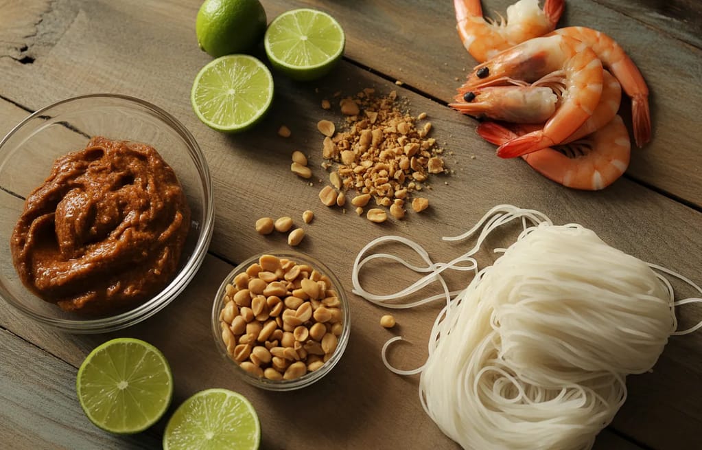 Authentic pad thai ingredients tamarind noodles peanuts NYC