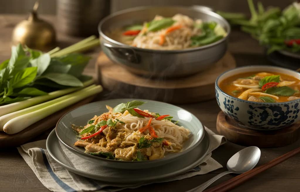 Authentic Thai cuisine cooking herbs curry noodles Midtown Manhattan