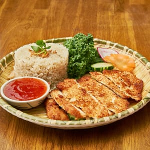 Crispy Chicken Over Ginger Rice