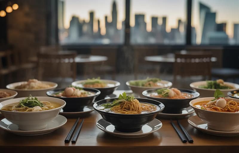 Best noodle soup in NYC featuring ramen, pho, wonton, and Thai khao soi in a cozy restaurant setting